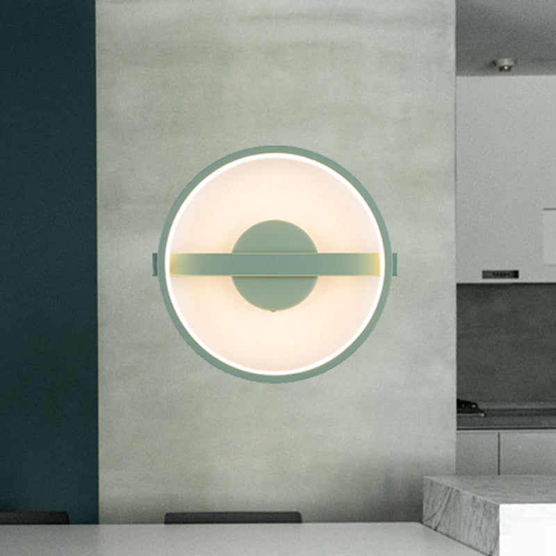 BowLift | Green round wall lamp Minimalistic LED acrylic wall light in white/warm light, 12.5"/16.5" diameter