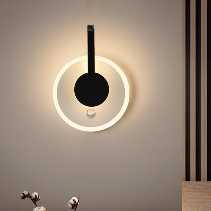 BowLift | Round and curved wall lamp modern Nordic acrylic LED black wall light in warm/white light