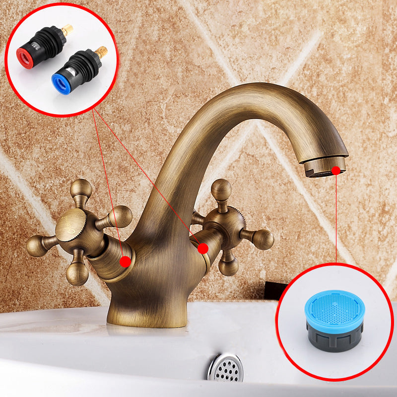 BowLift | Vintage Widespread Bathroom Faucet Industrial Cross Handles Basin Faucet