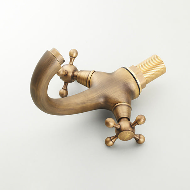 BowLift | Vintage Widespread Bathroom Faucet Industrial Cross Handles Basin Faucet