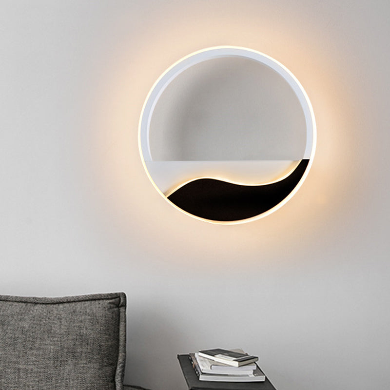 BowLift | Acrylic Ring Wall Light Minimalistic White and Black LED Wall Mounted Lamp in White/Warm Light
