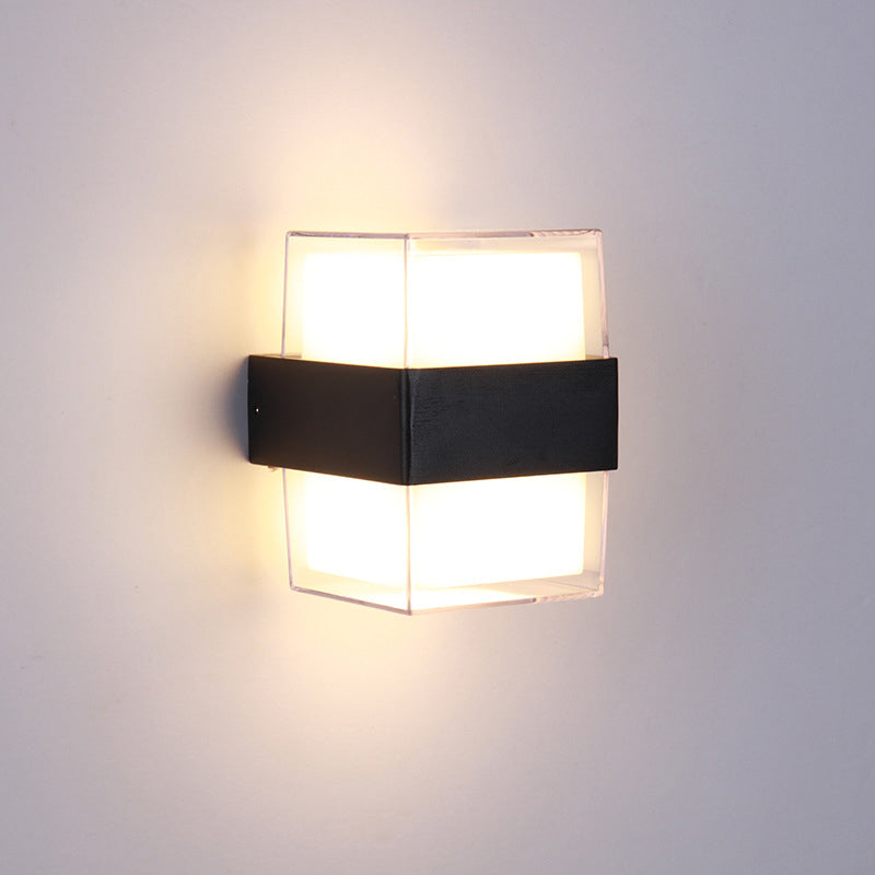 BowLift | White and black cube-shaped wall sculpture modern LED acrylic wall lamp in warm/white light for nightstands