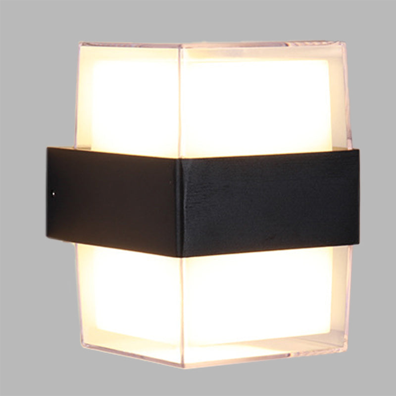 BowLift | White and black cube-shaped wall sculpture modern LED acrylic wall lamp in warm/white light for nightstands