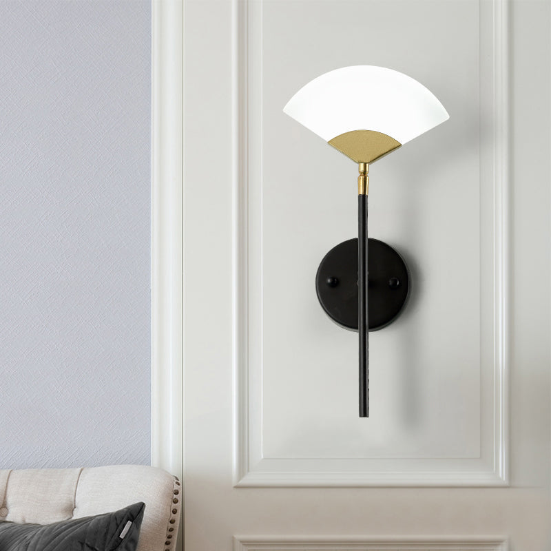 BowLift | Pencil Arm Metal Wall Mount Light Modern Gold and Black LED Wall Lamp with Sector Acrylic Shade