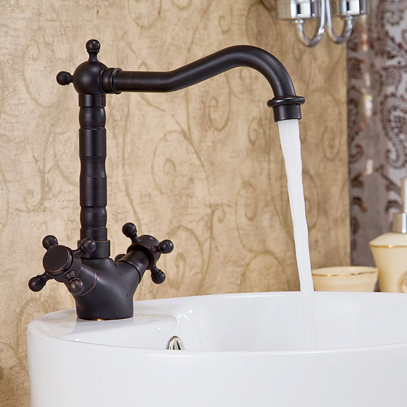 BowLift | Industrial Widespread Bathroom Faucet Cross Handle Medium Sink Faucet