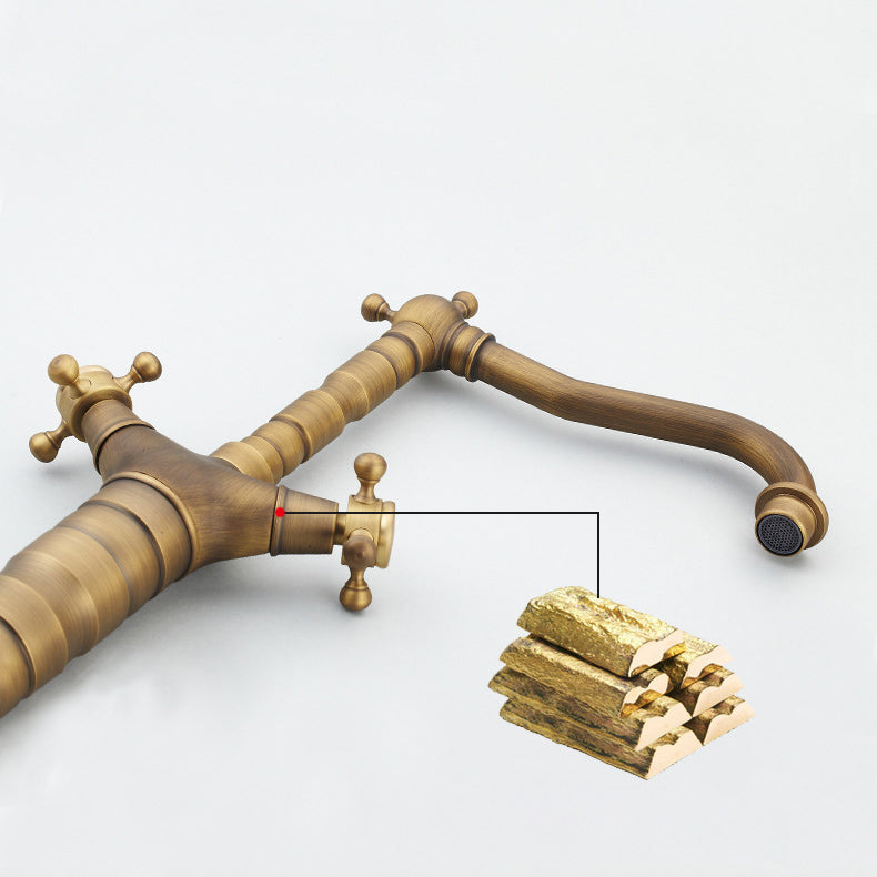 BowLift | Industrial Widespread Bathtub Faucet with Cross Handles Sink Faucet