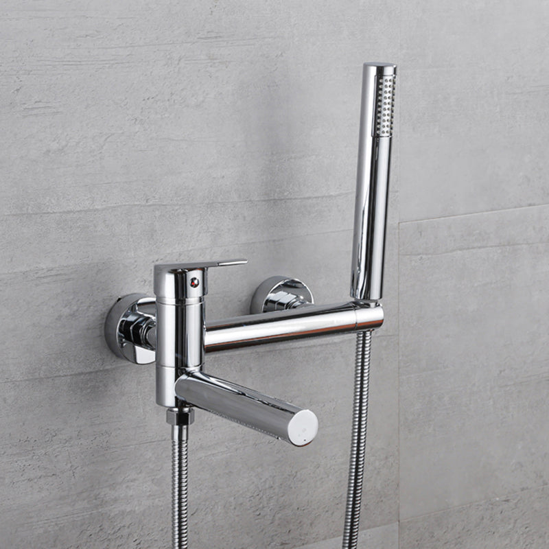 BowLift | Lever Handle Bathtub Faucet Wall Mount Shower Hose Swivel Spout Bathtub Filling with Hand Shower
