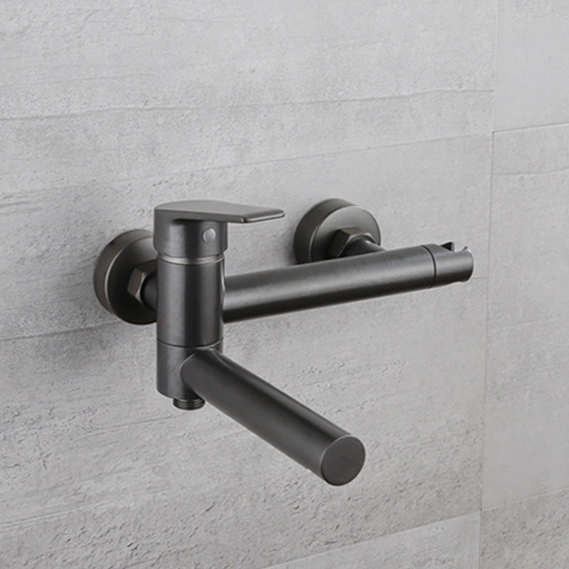 BowLift | Lever Handle Bathtub Faucet Wall Mount Shower Hose Swivel Spout Bathtub Filling with Hand Shower