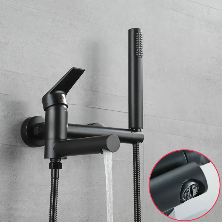 BowLift | Lever Handle Bathtub Faucet Wall Mount Shower Hose Swivel Spout Bathtub Filling with Hand Shower