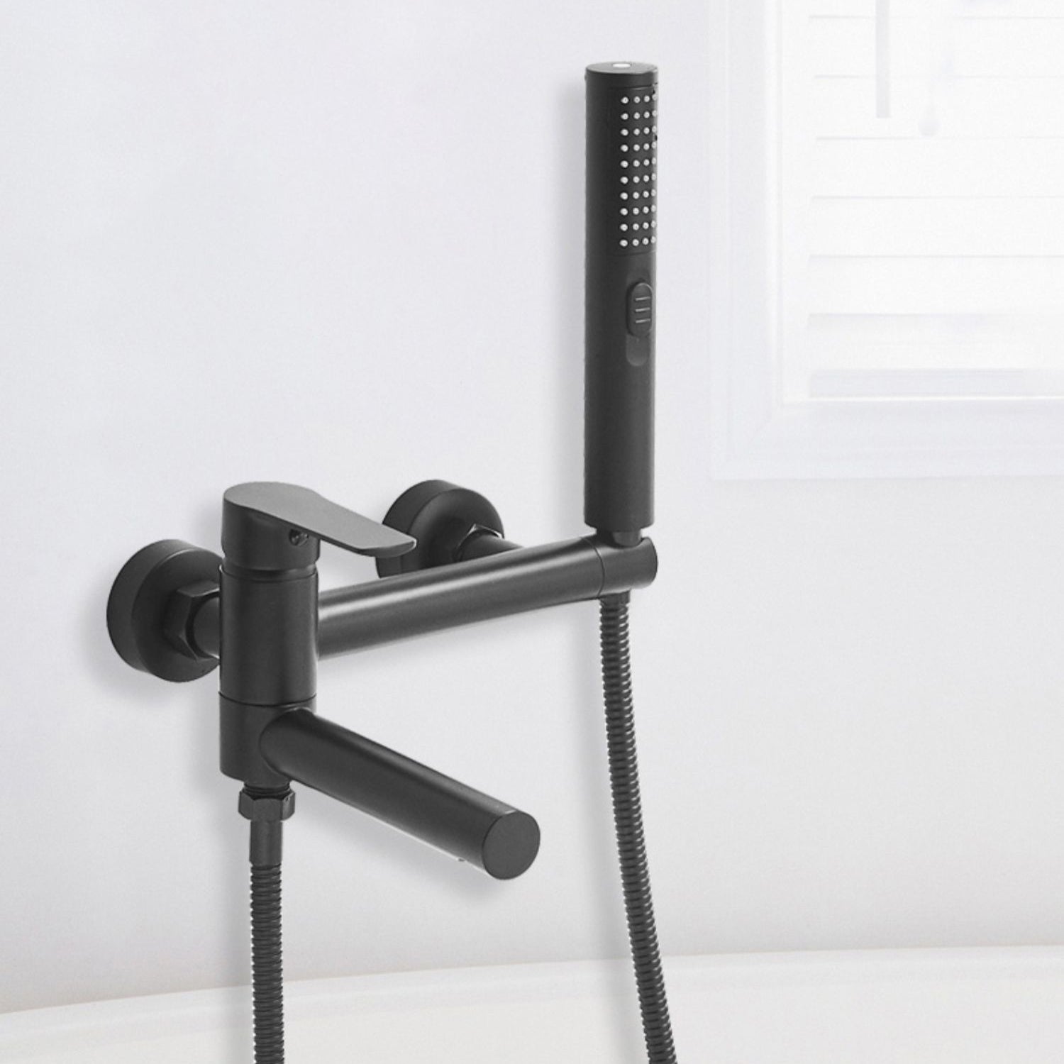 BowLift | Swivel spout bathtub faucet single lever handle hand shower bathtub filling valve with shower hose