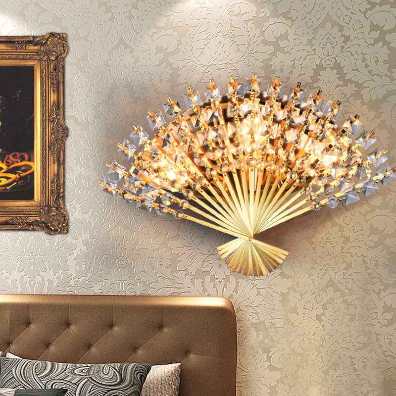 BowLift | Fan-Shape Wall Lamp Lighting Modern Metal 3-Head Gold Finish Wall Mount Lamp Fixture