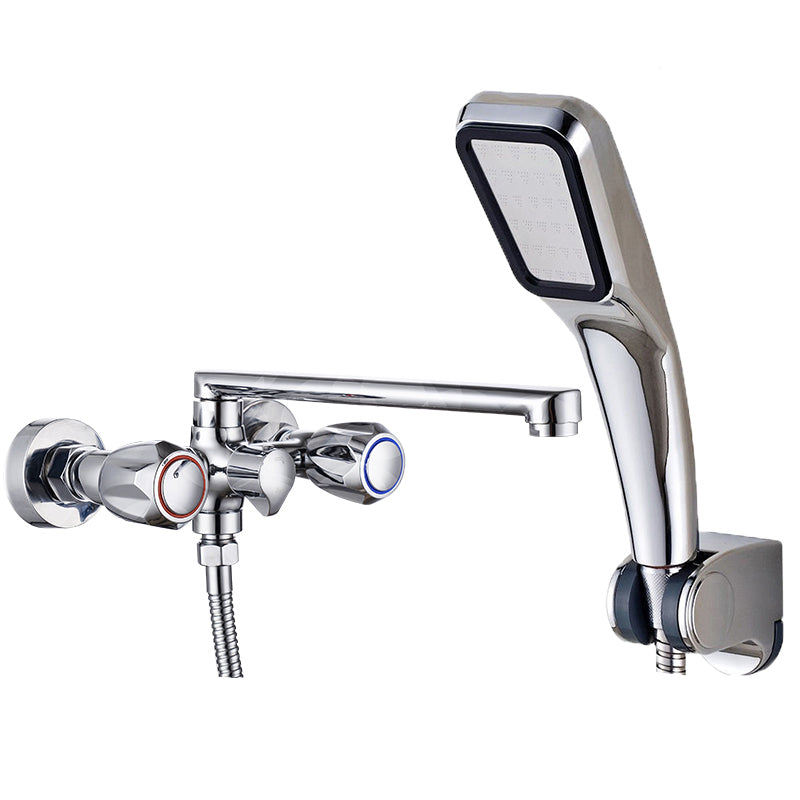 BowLift | Contemporary Bathtub Faucet Trim Chrome Wall-Mounted Swivel Spout with Hand Shower