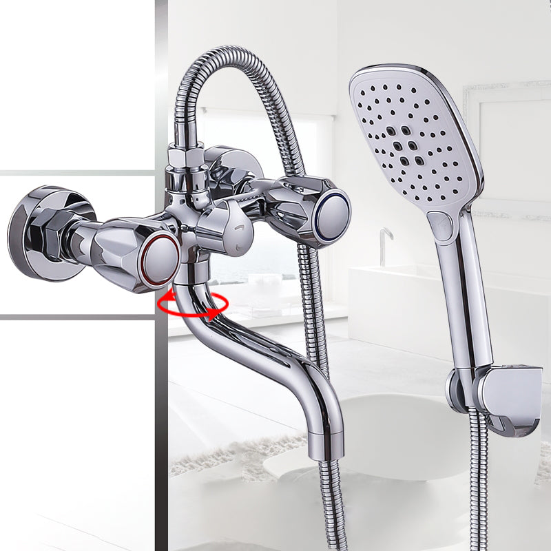 BowLift | Chrome Bathroom Faucet Trim Wall-mounted Swing Faucet with Hand Shower