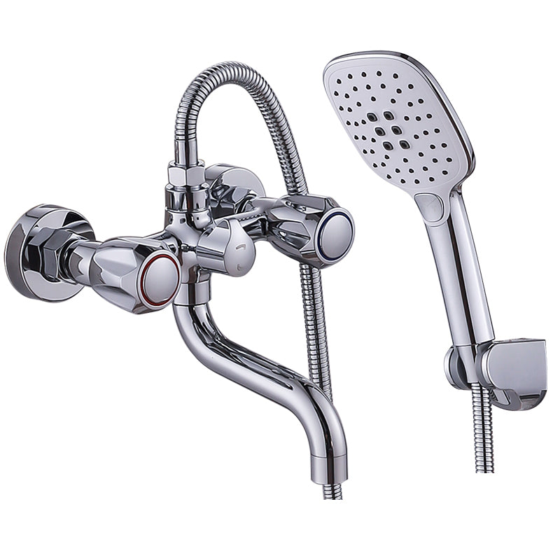 BowLift | Chrome Bathroom Faucet Trim Wall-mounted Swing Faucet with Hand Shower