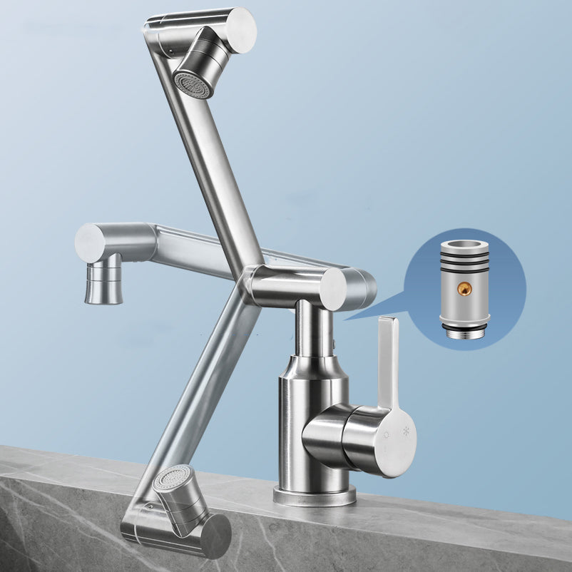 BowLift | Swiveling Outlet Vessel Sink Faucet Stainless Steel Lever Handle Sink Faucet with Water Hose