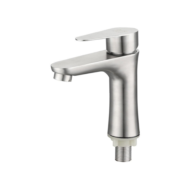 BowLift | Round Vessel Faucet Lever Handle Stainless Steel Bathroom Faucet with Water Hose