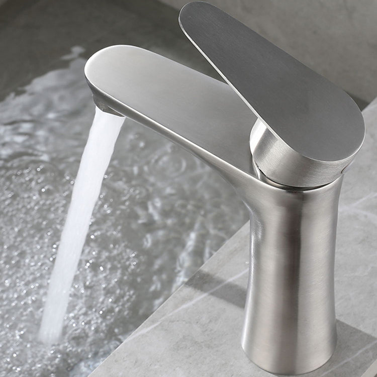 BowLift | Round Vessel Faucet Lever Handle Stainless Steel Bathroom Faucet with Water Hose