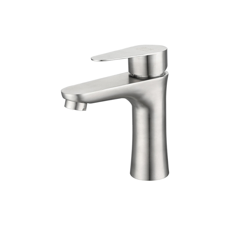 BowLift | Round Vessel Faucet Lever Handle Stainless Steel Bathroom Faucet with Water Hose