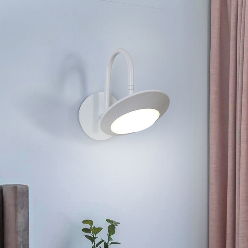 BowLift | Rotatable Urn Wall Sconce Light Modernist Metallic White/Coffee LED Wall Lighting with Gooseneck Arm for the Bedroom