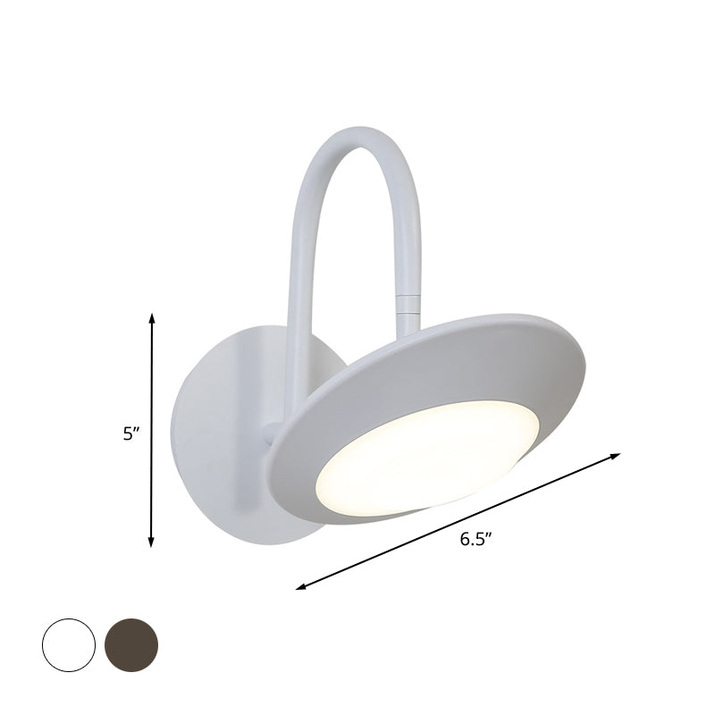 BowLift | Rotatable Urn Wall Sconce Light Modernist Metallic White/Coffee LED Wall Lighting with Gooseneck Arm for the Bedroom