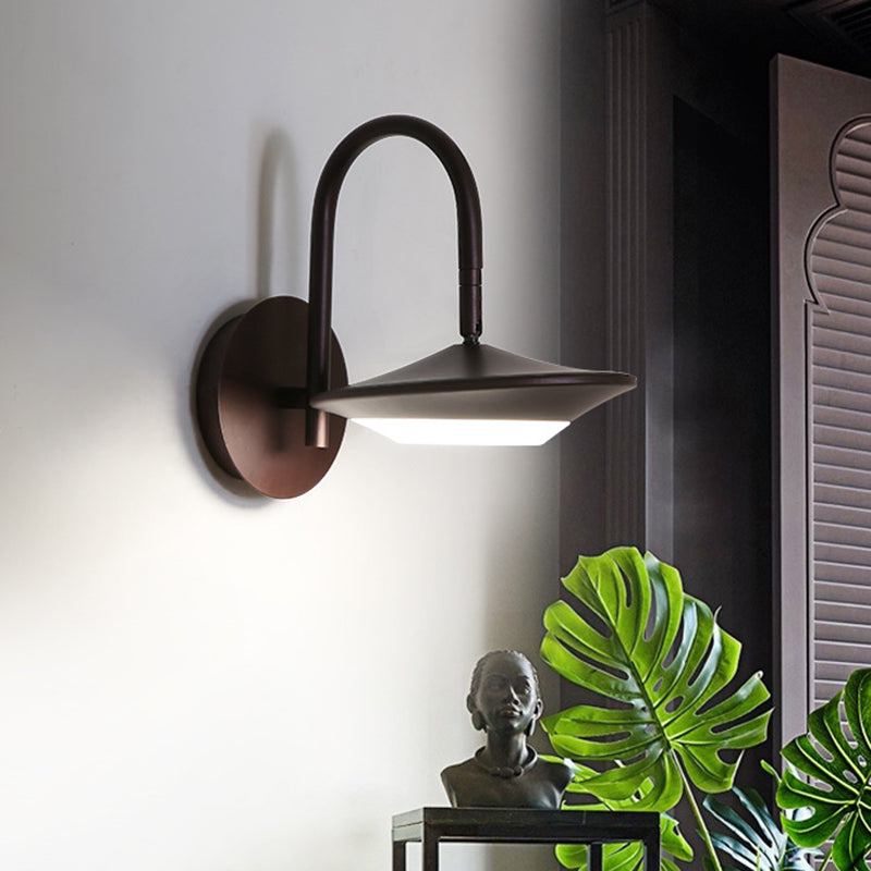 BowLift | Rotatable Urn Wall Sconce Light Modernist Metallic White/Coffee LED Wall Lighting with Gooseneck Arm for the Bedroom