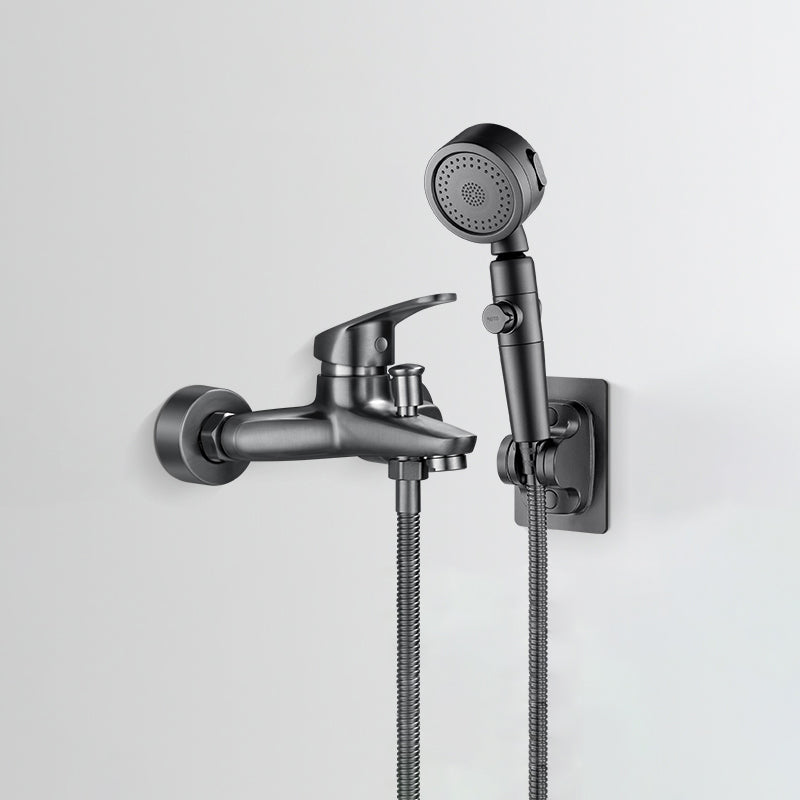 BowLift | Bathtub filler wall mount hand shower single lever handle 2 holes low arc bathtub faucet with hose