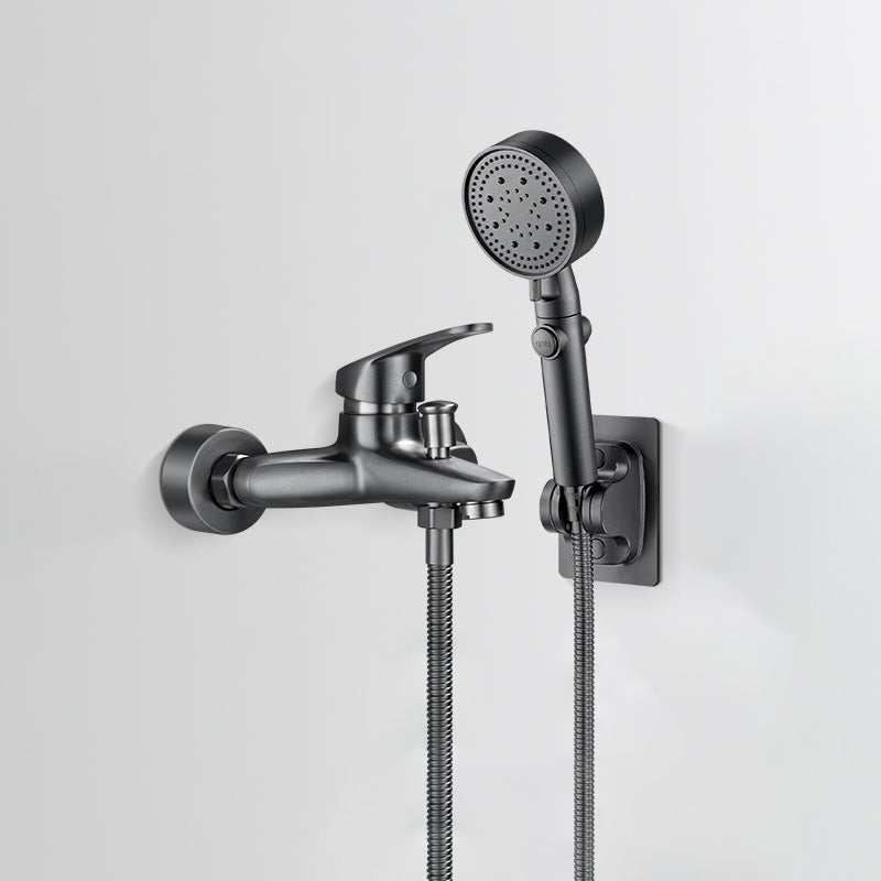 BowLift | Bathtub filler wall mount hand shower single lever handle 2 holes low arc bathtub faucet with hose