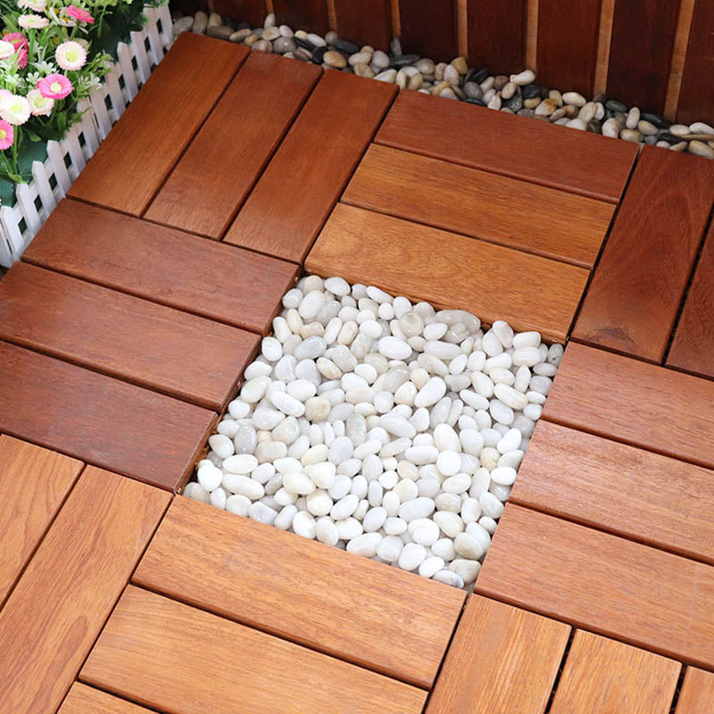 BowLift | Classic wooden deck tiles connecting composite patio tiles