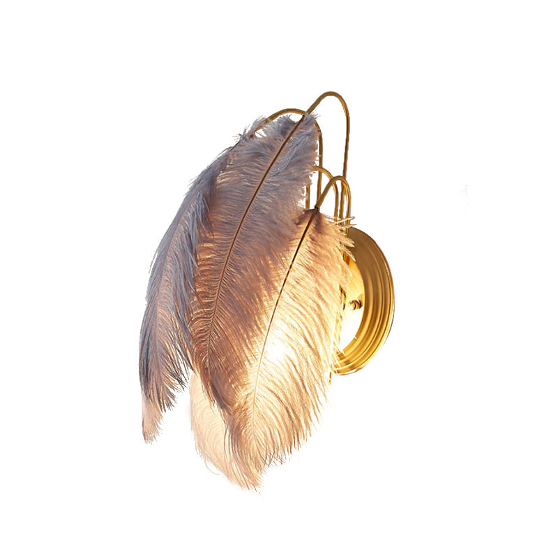 BowLift | Furry Goose Feather Wall Lamp Modernist Single-Ball Gray/White Wall Lamp Light Fixture for Living Room