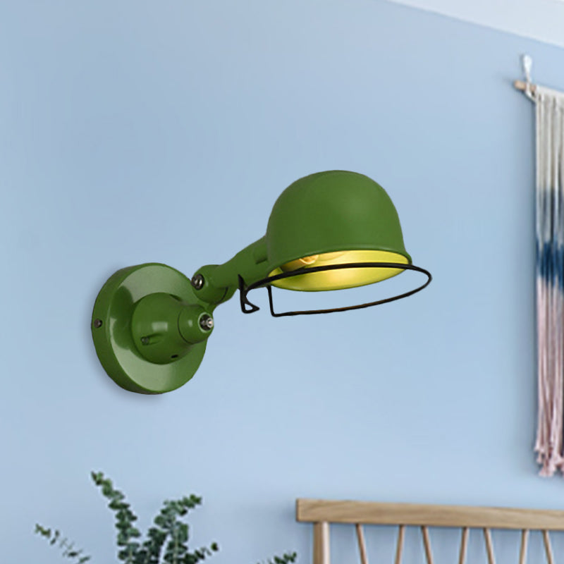 BowLift | Metallic Dome Shade Wall Lighting Vintage Style 1 Light Bedroom Rotatable Wall Lamp with Ring in White/Red