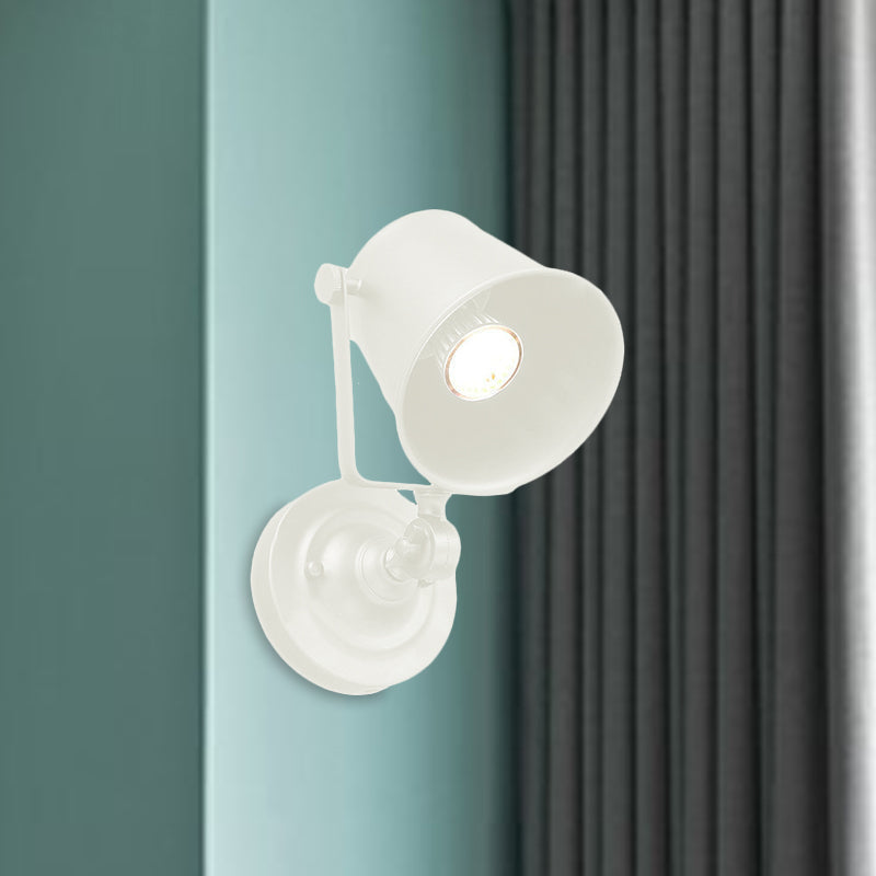 BowLift | Antique Style Bucket Wall Lamp Sconces 1 Light Iron Adjustable Wall Mounted Light in Black/Grey for Outdoor