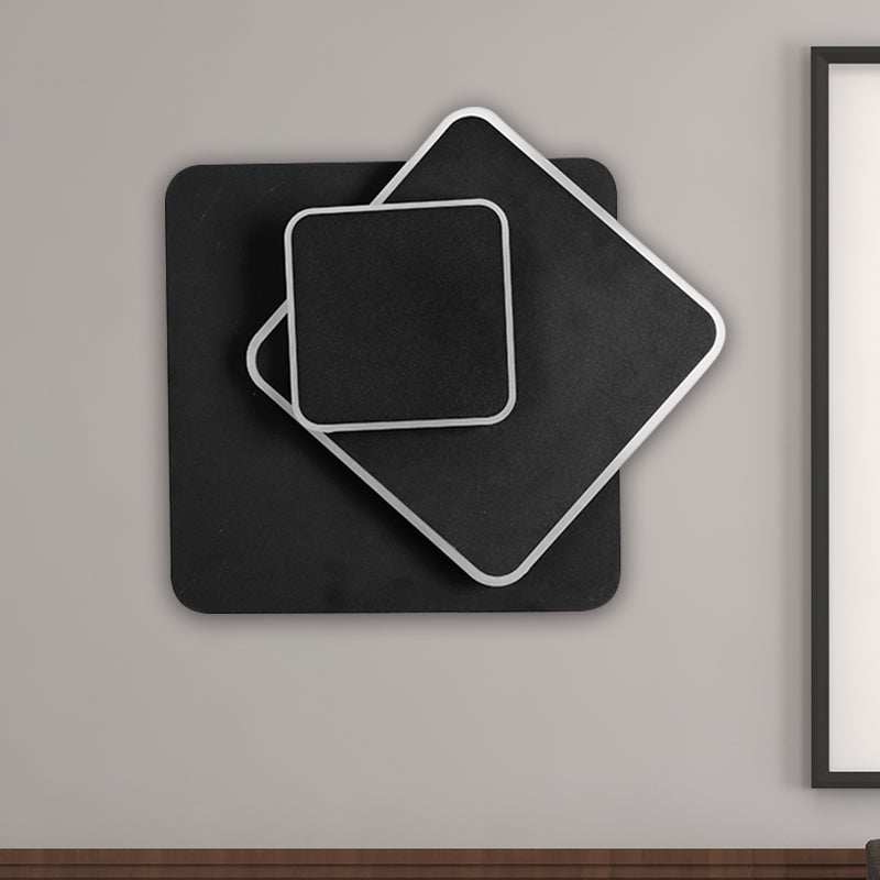 BowLift | Rotatable round/square wall lamp simple style metal warm/white light LED black wall lamp for bedside table