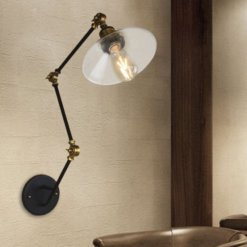 BowLift | Brass Width Torch Wall Lighting Antique Clear Glass 1 Light Café Wall Light Lighting System