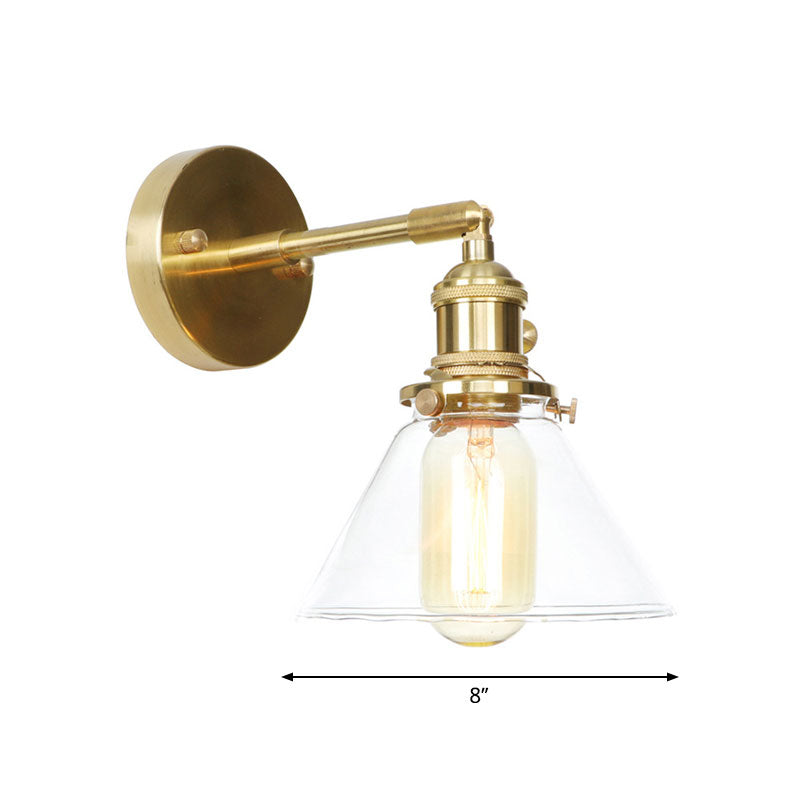 BowLift | Cone wall lamp 1 light clear glass rustic antique wall lighting for bedroom