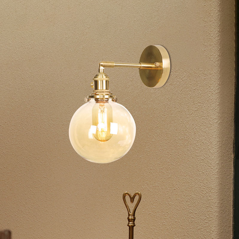 BowLift | Retro Style Ball Wall Lamp Lighting Amber Glass 1 Light Wall Light Fixture Outdoor