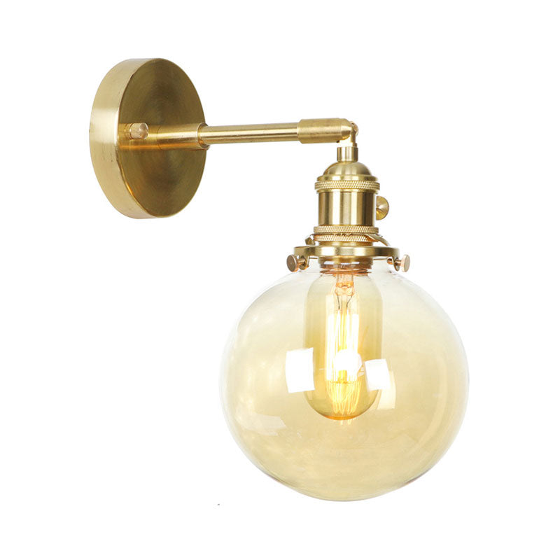 BowLift | Retro Style Ball Wall Lamp Lighting Amber Glass 1 Light Wall Light Fixture Outdoor