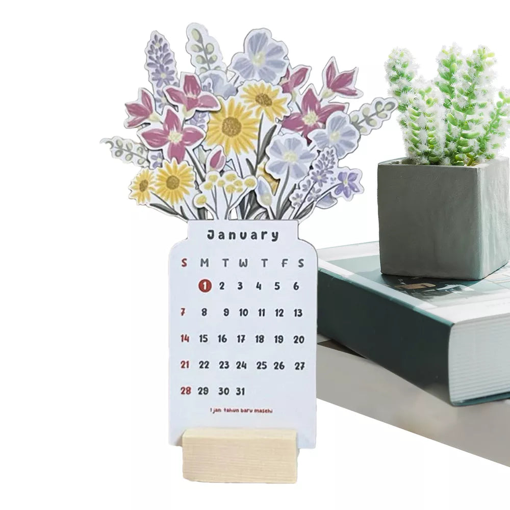 BowLift | 2025 Bloomy Flowers Desk Calendar Decorative & Functional Planner