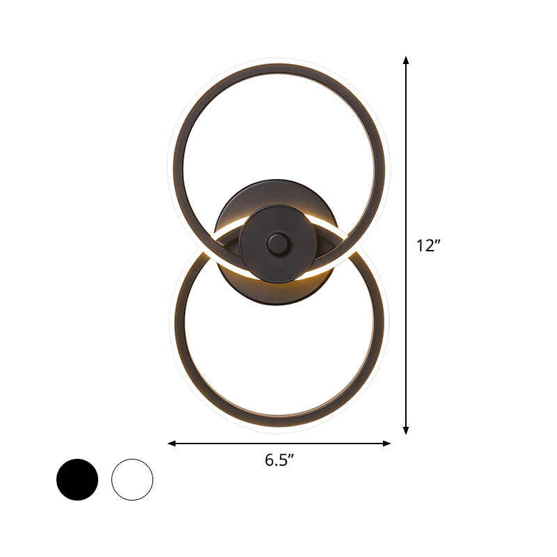 BowLift | Ring Flush Mount Wall Lamp Minimalistic Acrylic Black/White LED Wall Lighting Ideas in Warm/White Light