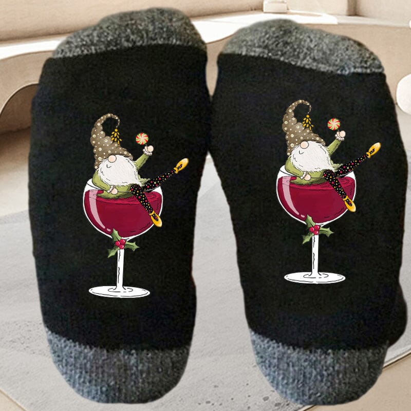 BowLift | Christmas gnome wine glass unisex crew socks