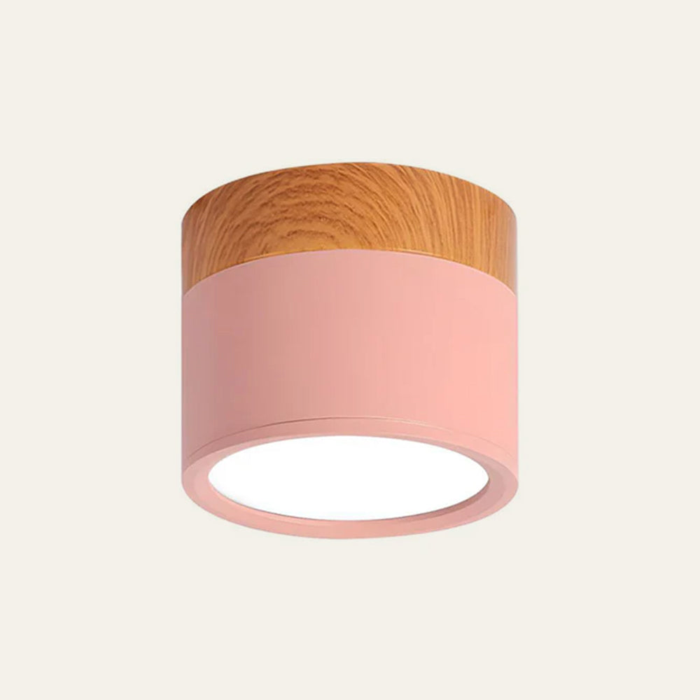 BowLift | Ceiling Light with Pink Flush Wood Finish
