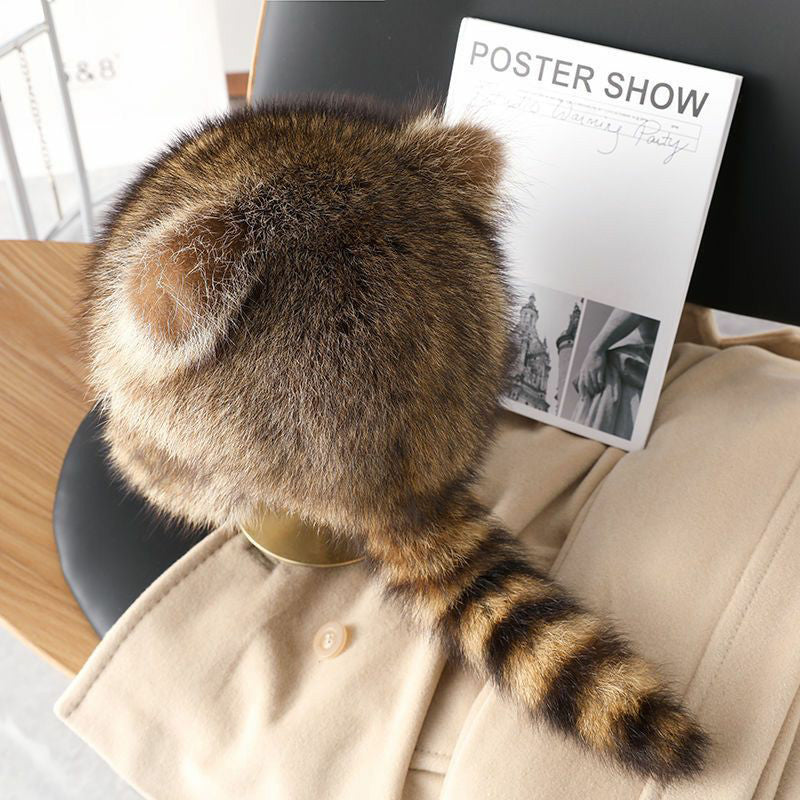 BowLift | Cute Faux fur Raccoon Tail Parent-Child Plush Hat