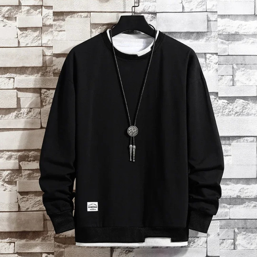 Cotton Sweatshirt with Built-In Layered Design