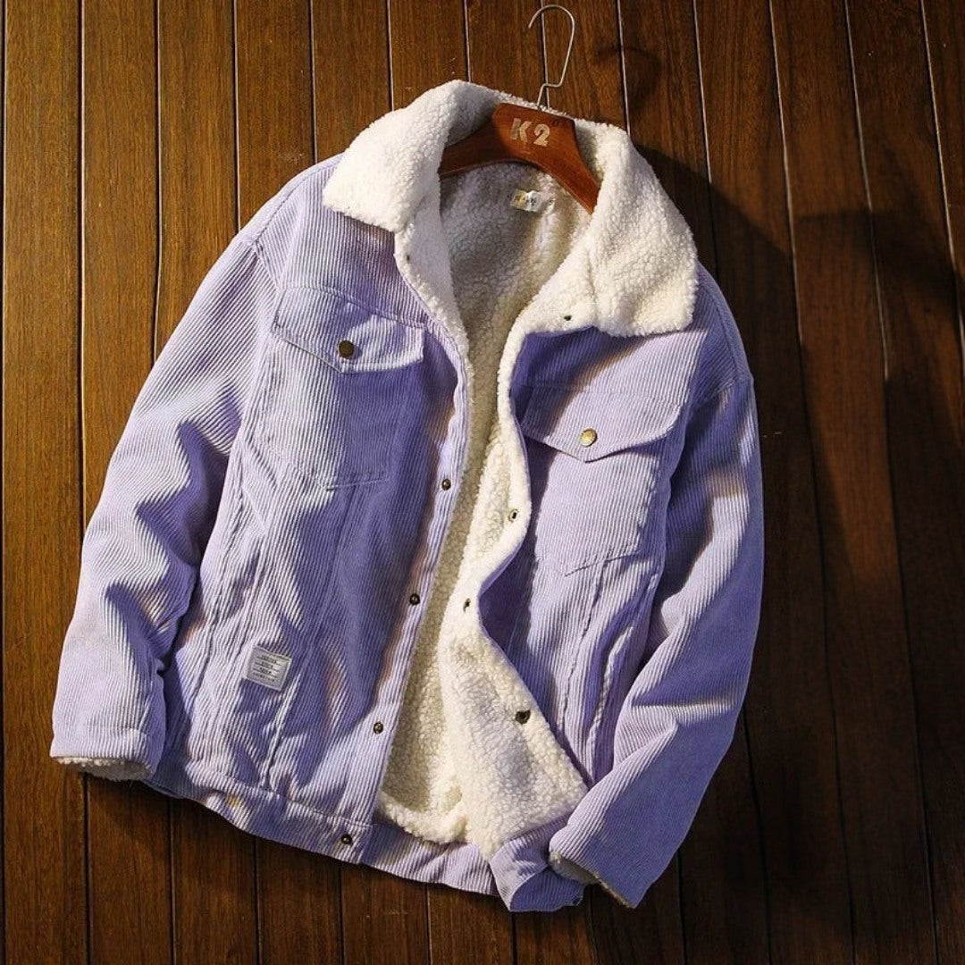 Corduroy Trucker Jacket with Sherpa Warmth