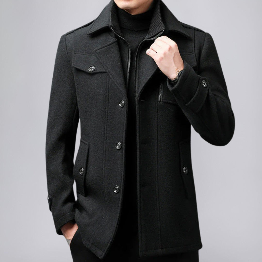 Wool Blend Trench Coat with Tailored Fit