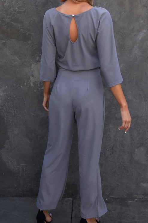 Wide Leg Jumpsuit with Belted Waist