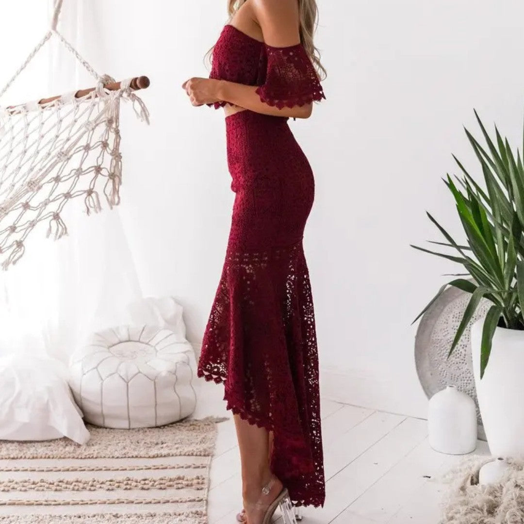 Lace Two-Piece Set with Off-Shoulder Top