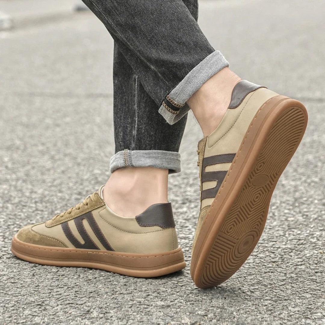 Leather and Suede Low-Top Sneakers
