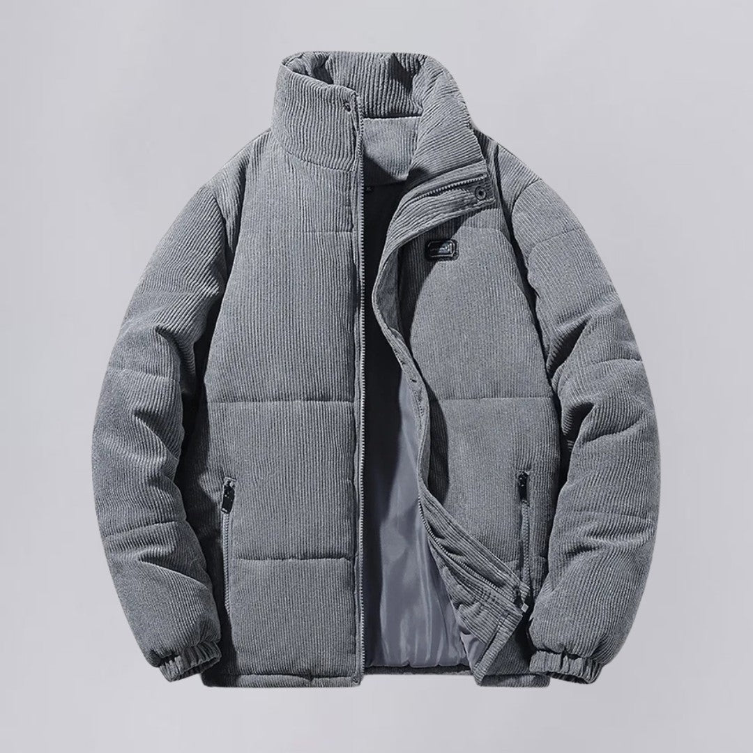 Insulated Corduroy Jacket with Stand Collar