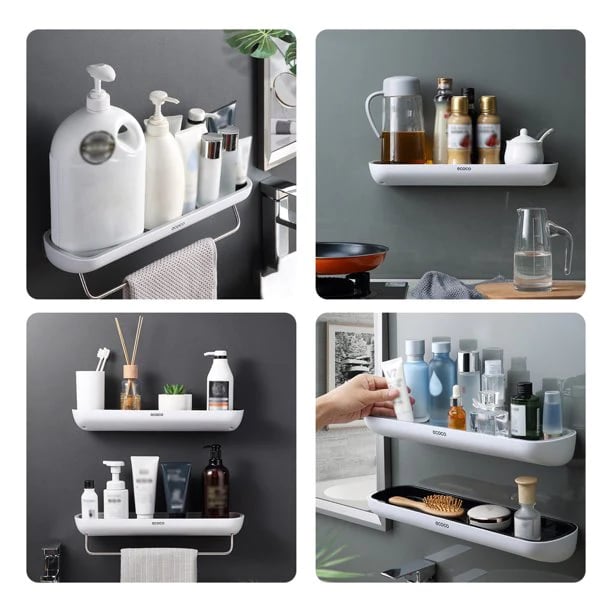BowLift | EasyMount storage shelf for bathroom - no drilling required