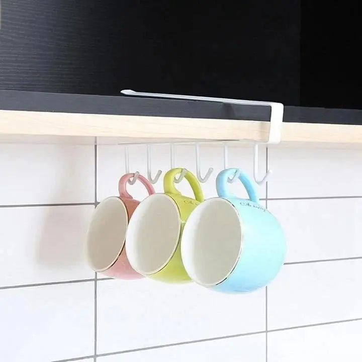 BowLift | Under-cabinet hook strip – space-saving kitchen storage with 6 hooks